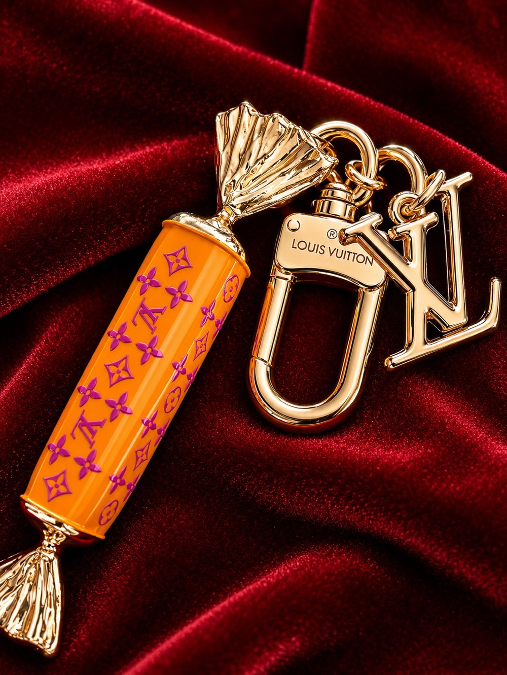 Luxury Candy BonBon Bag Charm / Keychain Gold Tone Statement Accessory New